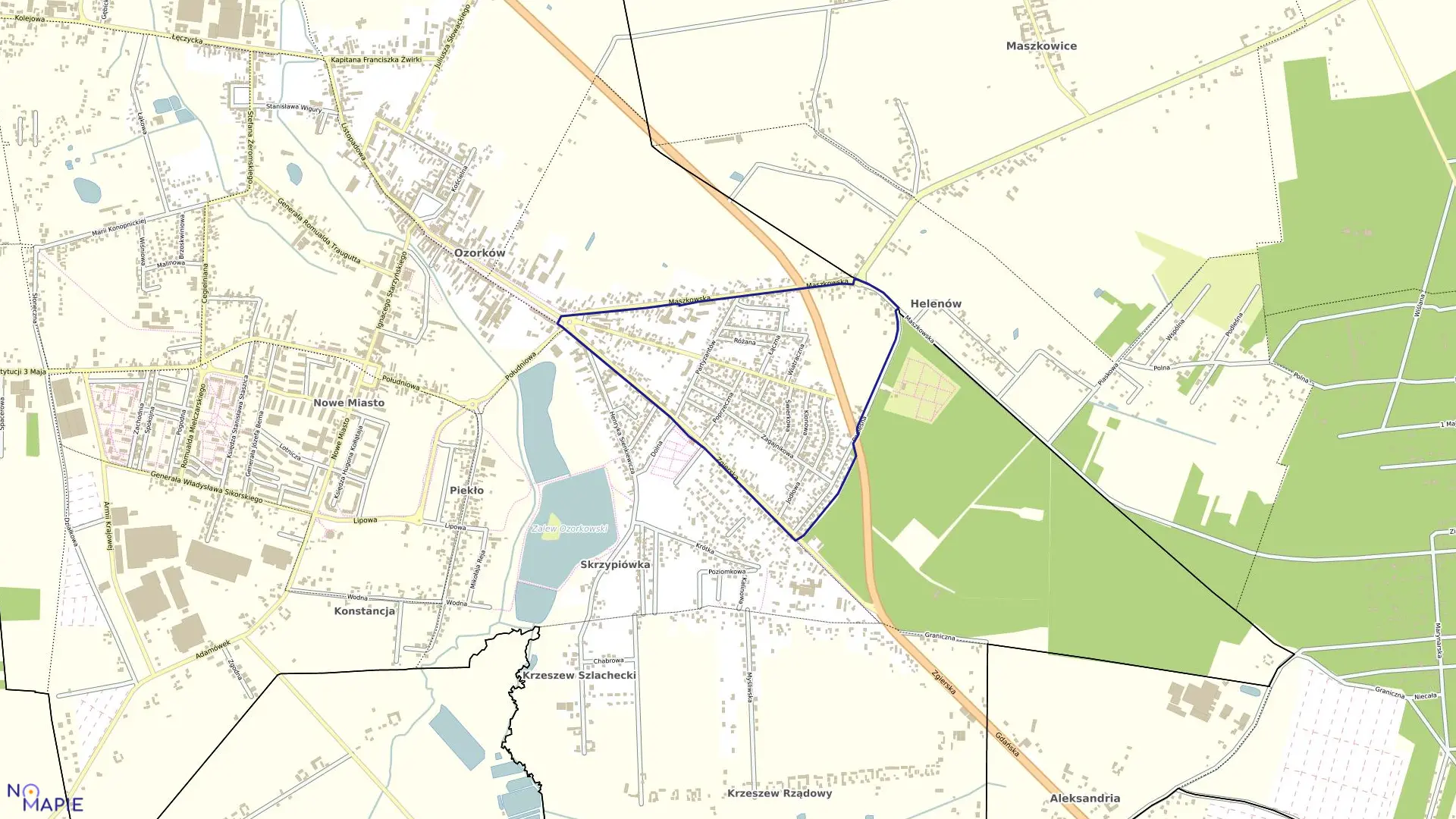 Mapa obrębu OZORKÓW 10 w mieście Ozorków