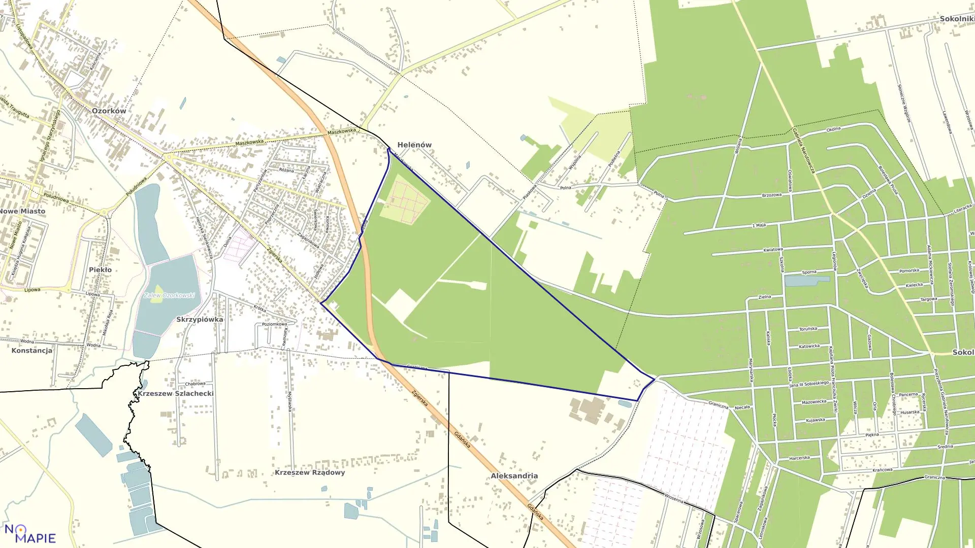 Mapa obrębu OZORKÓW 11 w mieście Ozorków