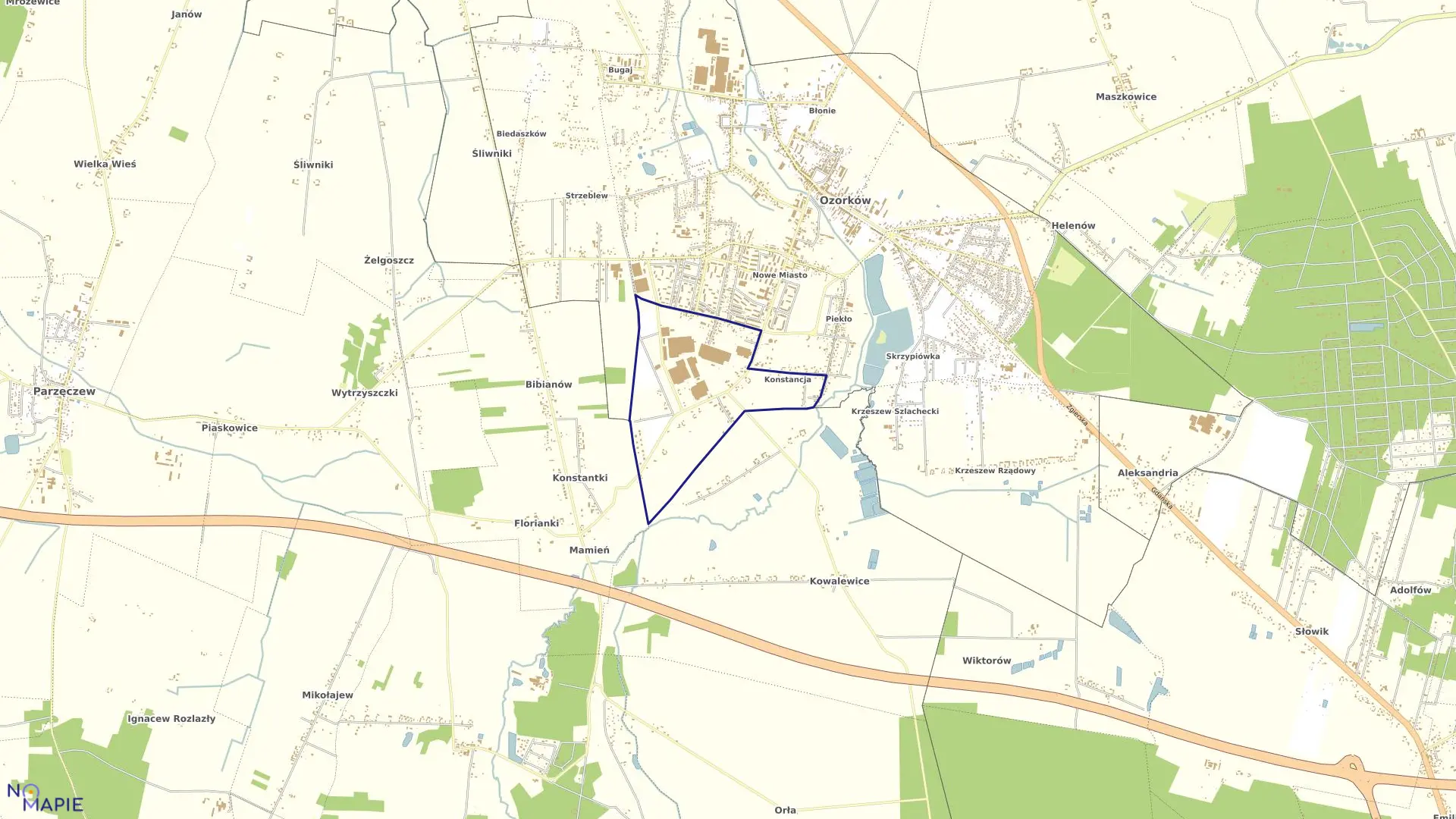 Mapa obrębu OZORKÓW 12 w mieście Ozorków