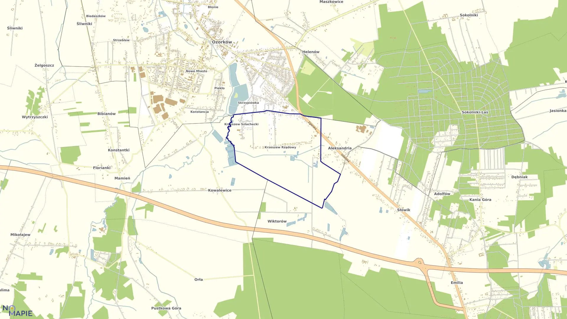 Mapa obrębu OZORKÓW 15 w mieście Ozorków