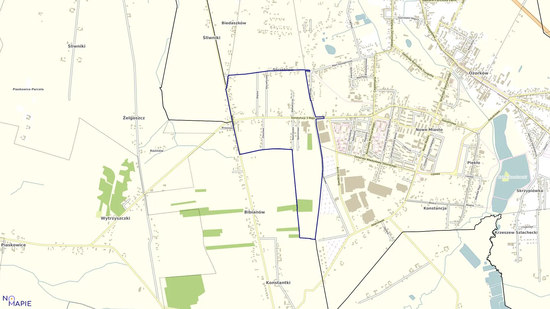 Mapa obrębu OZORKÓW 2 w mieście Ozorków