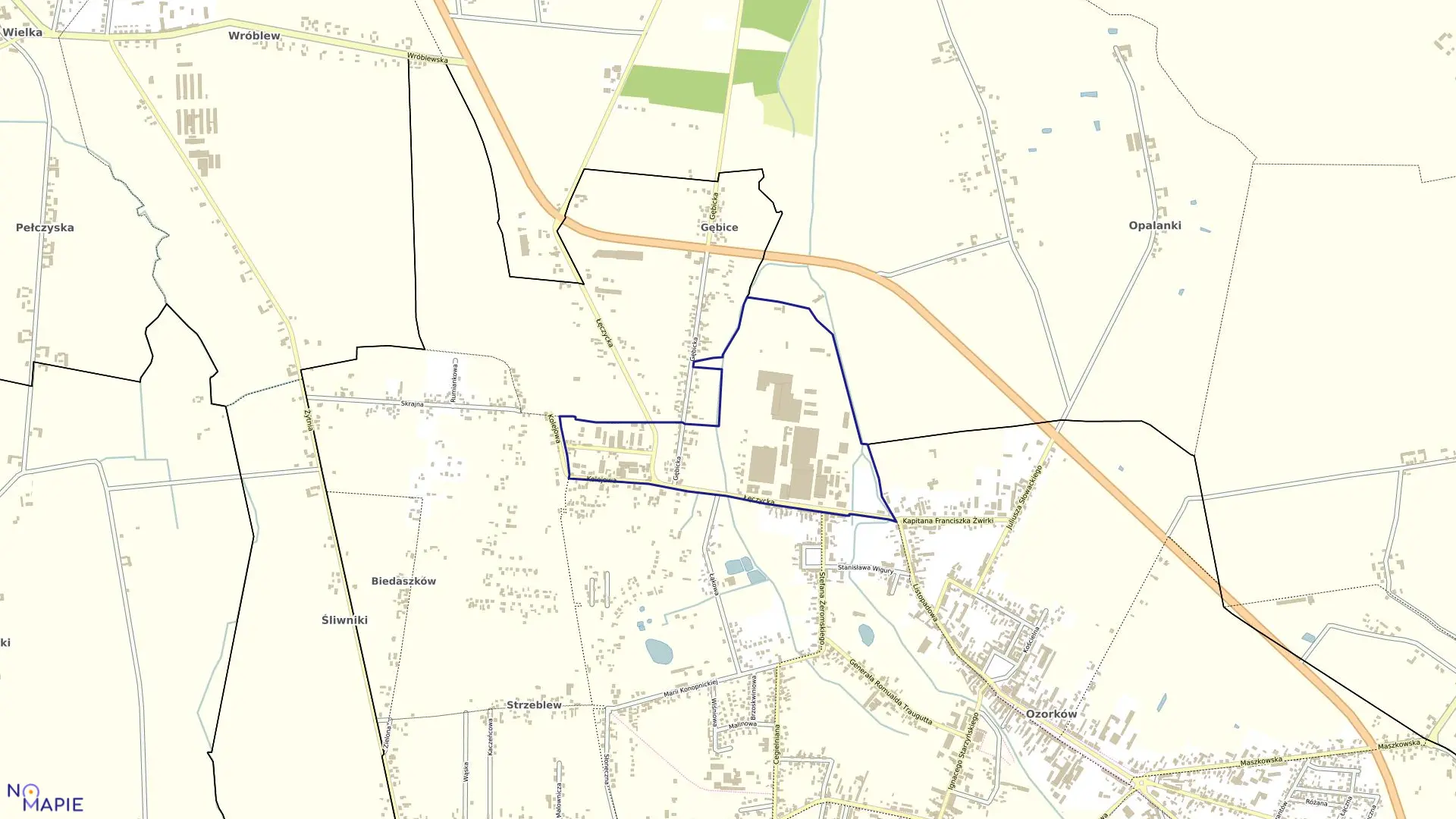 Mapa obrębu OZORKÓW 3 w mieście Ozorków