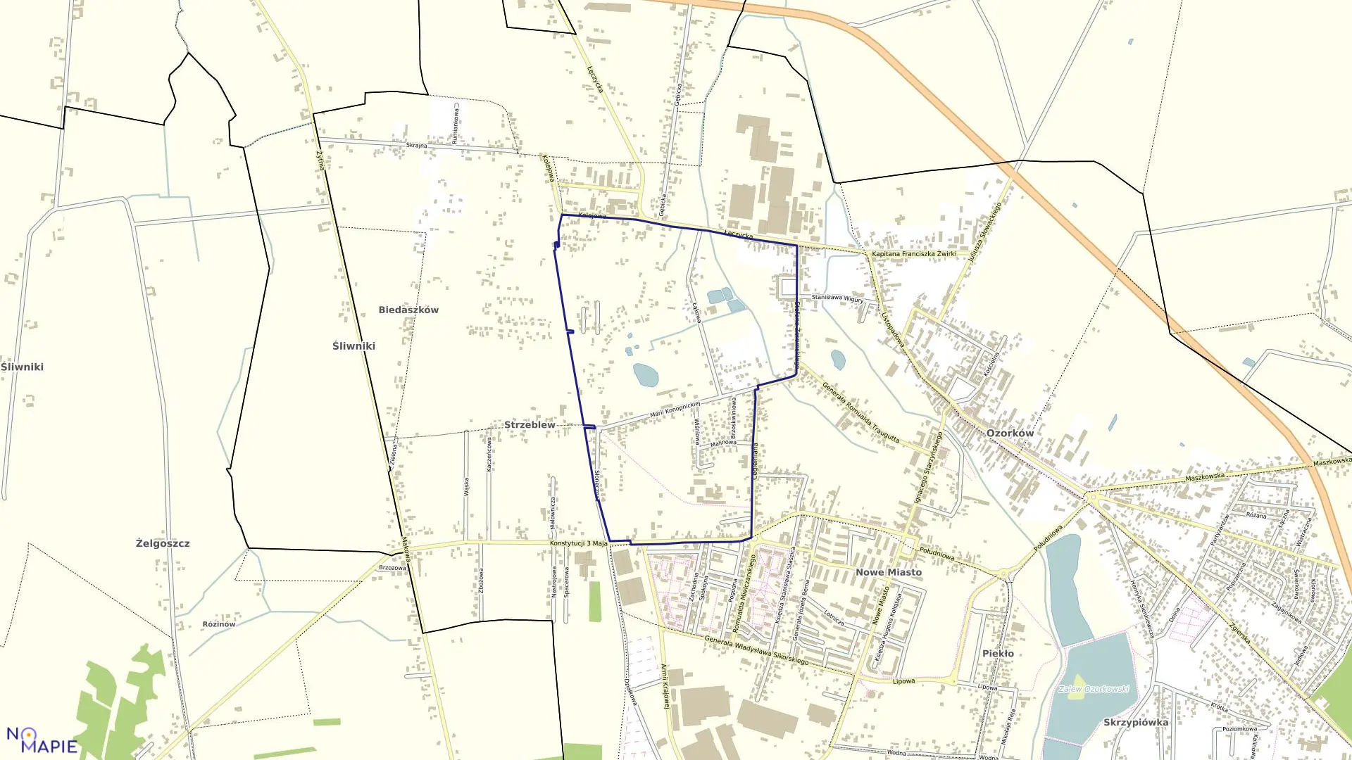 Mapa obrębu OZORKÓW 4 w mieście Ozorków