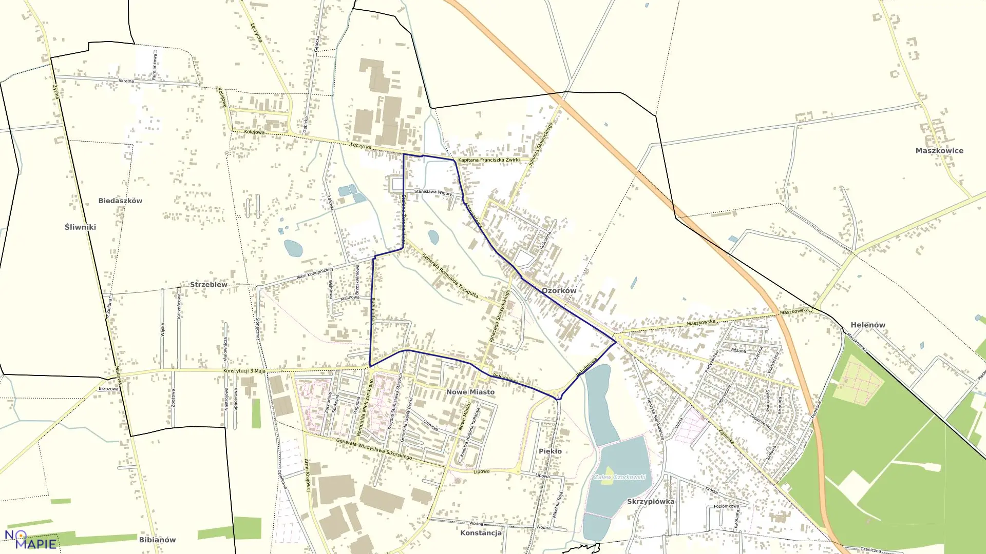 Mapa obrębu OZORKÓW 5 w mieście Ozorków