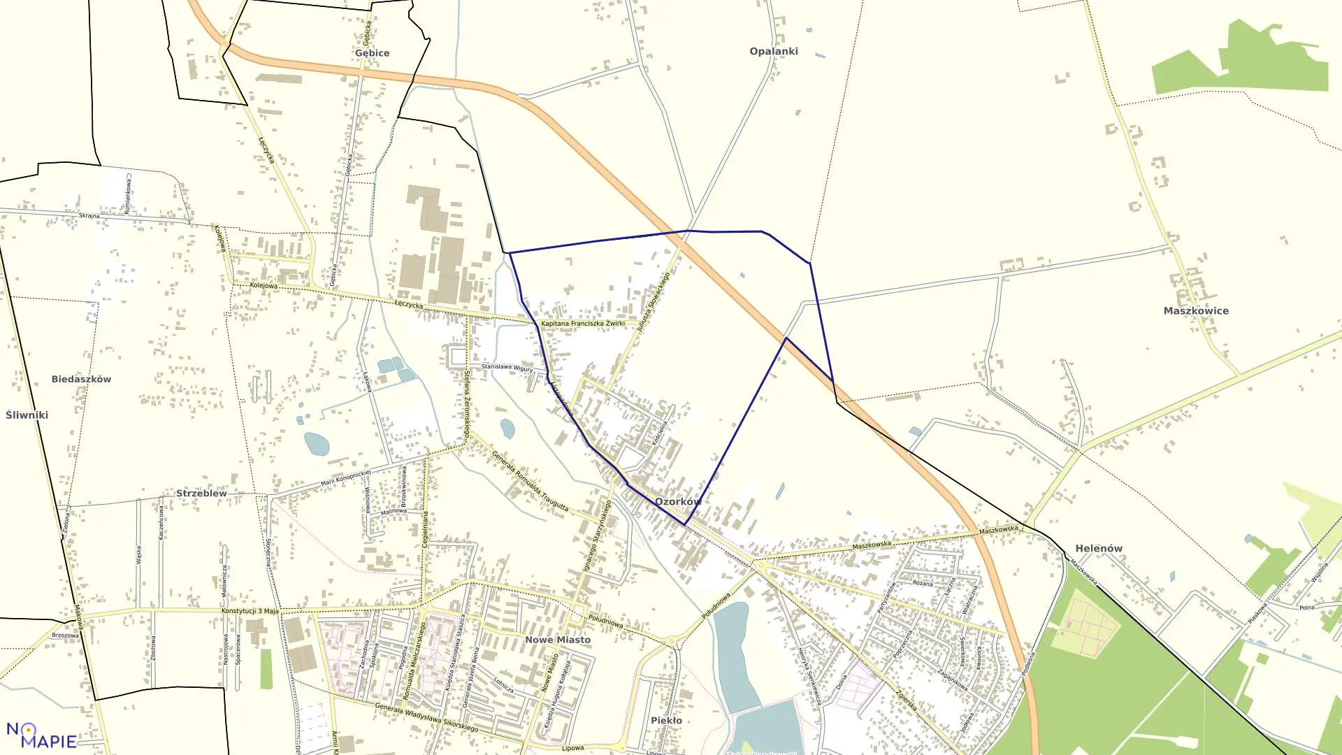 Mapa obrębu OZORKÓW 6 w mieście Ozorków