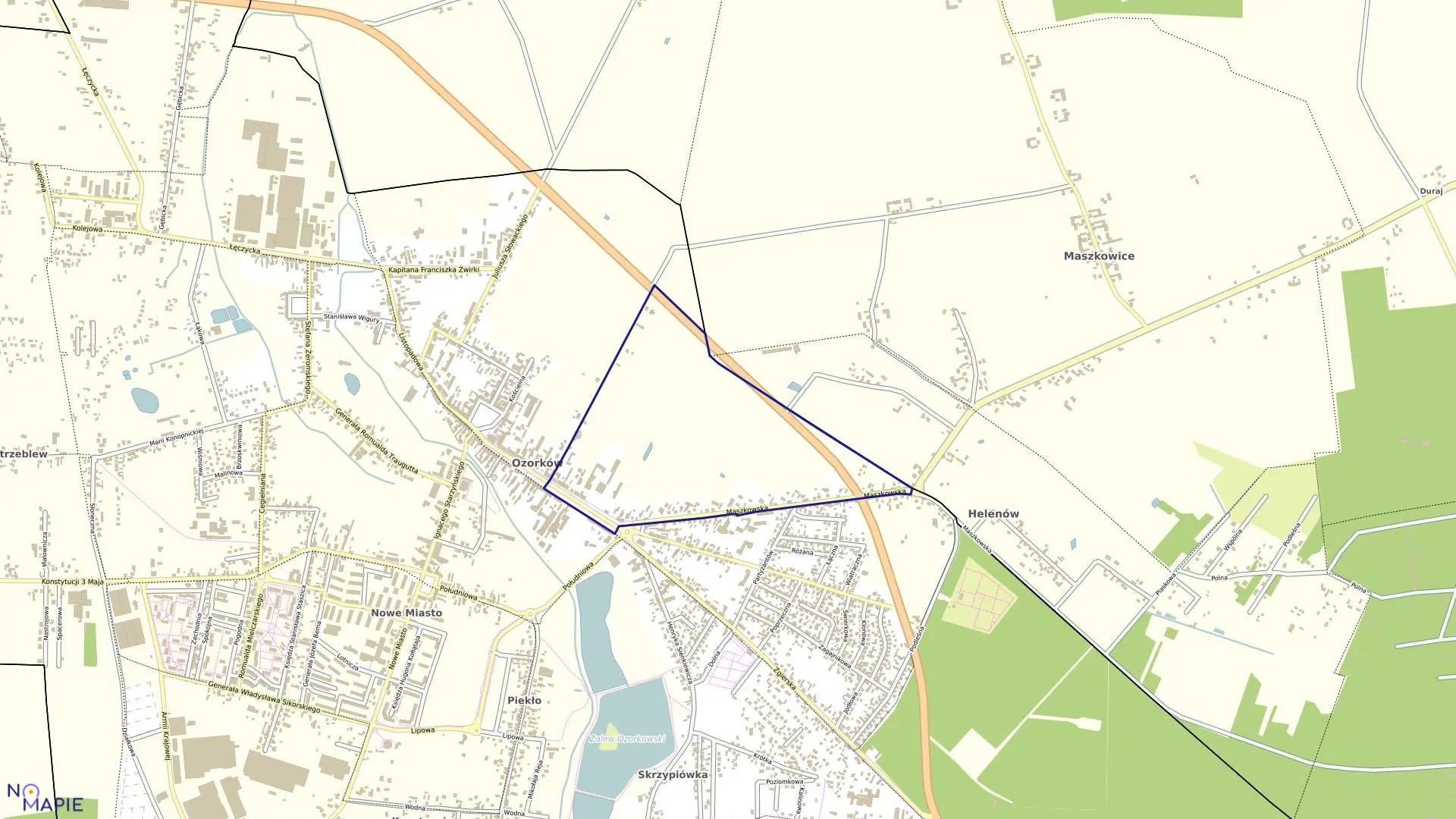 Mapa obrębu OZORKÓW 7 w mieście Ozorków