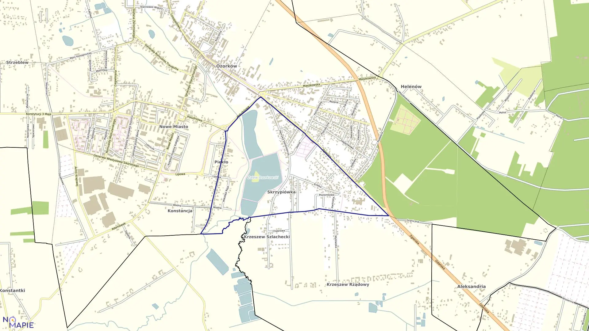 Mapa obrębu OZORKÓW 9 w mieście Ozorków