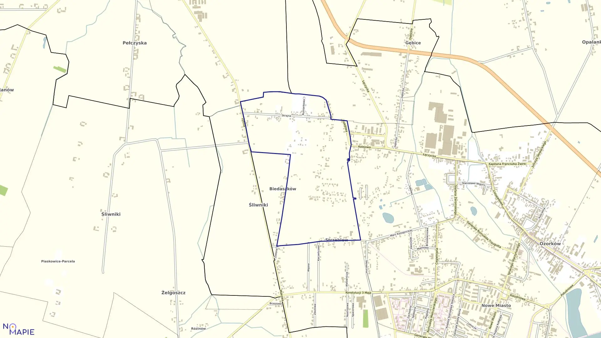 Mapa obrębu OZORKÓW w mieście Ozorków
